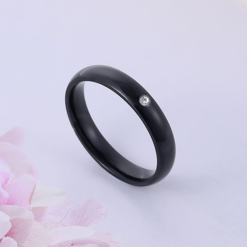 Korean Style Simple Titanium Steel Single Diamond Fashion Trend Small Round Ring For Female Students Couple Rings_voghion.com