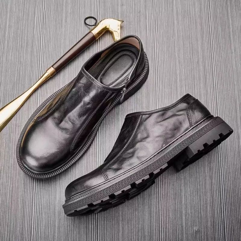 Glide Glide Single Breathable Export Genuine Top Layer Cowhide Wide Foot Casual Men's Youth Business Leather Shoes_voghion.com