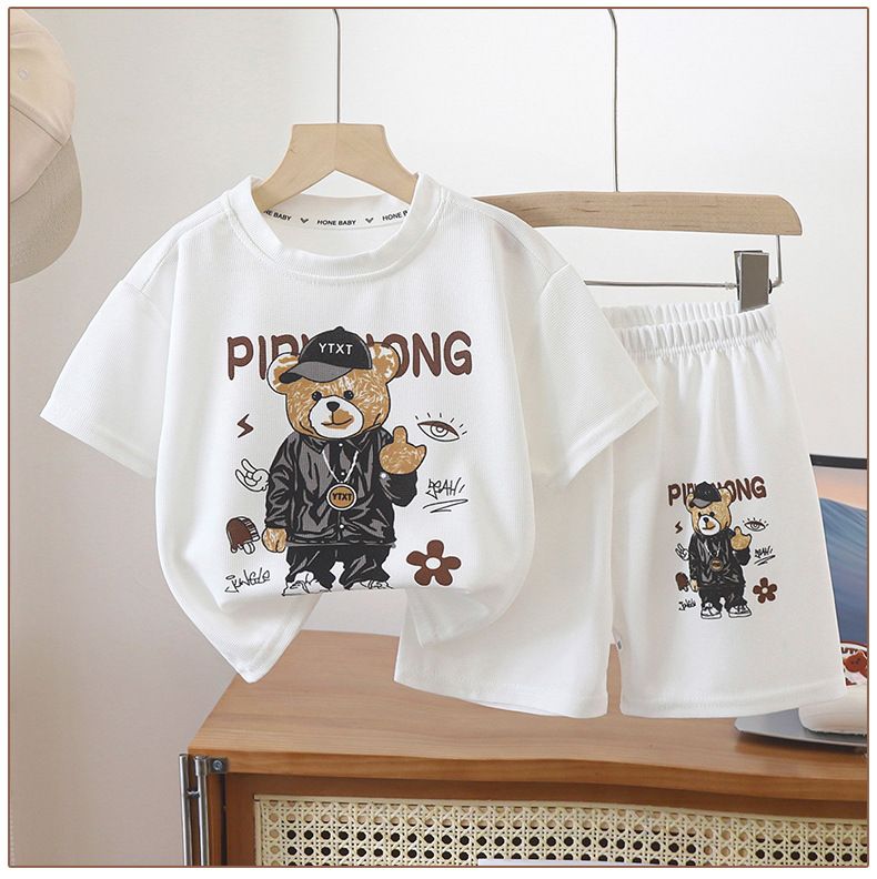 Pantaloni scurți pentru mame și copii, cu mânecă scurtă, îmbrăcăminte exterioară la modă pentru copii de vârstă mijlocie și mai mari, costum respirabil și prietenos cu pielea_voghion.com