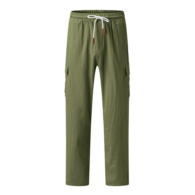 Neue Herren Frühling und Herbst europäische und amerikanische Werkzeug Baumwolle Leinen Hose Herren Multi-Bag Casual Hose_voghion.com
