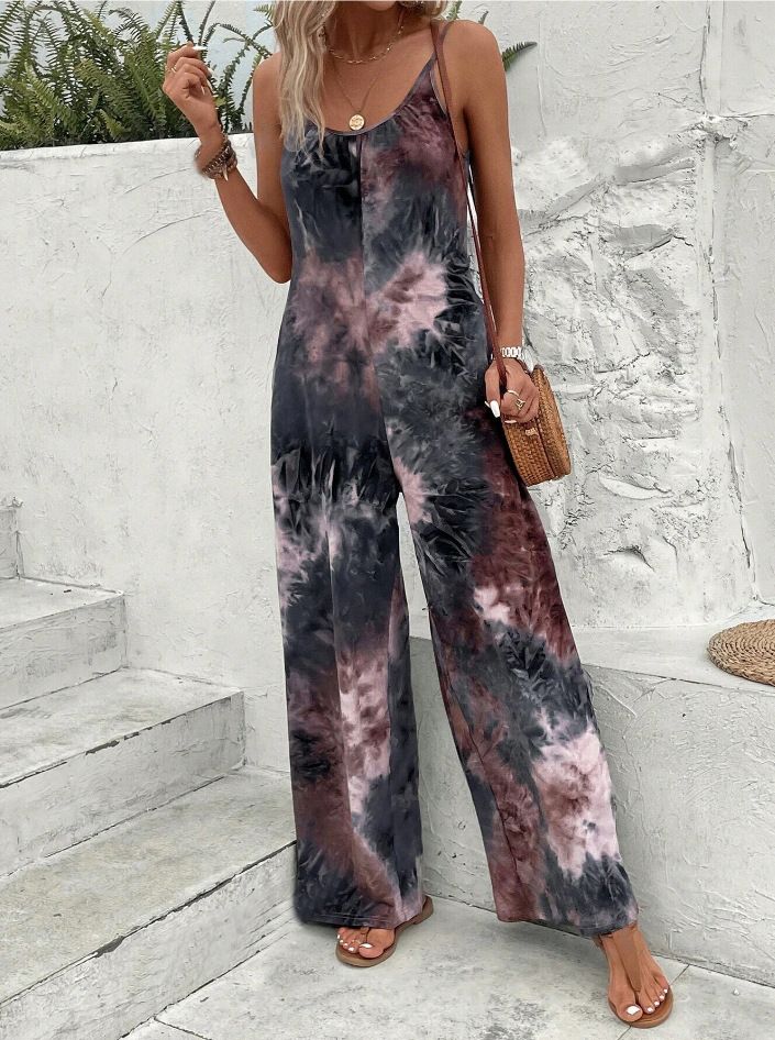 2024 Damen Jumpsuit mit Hosenträger-Print und Kontrast_voghion.com