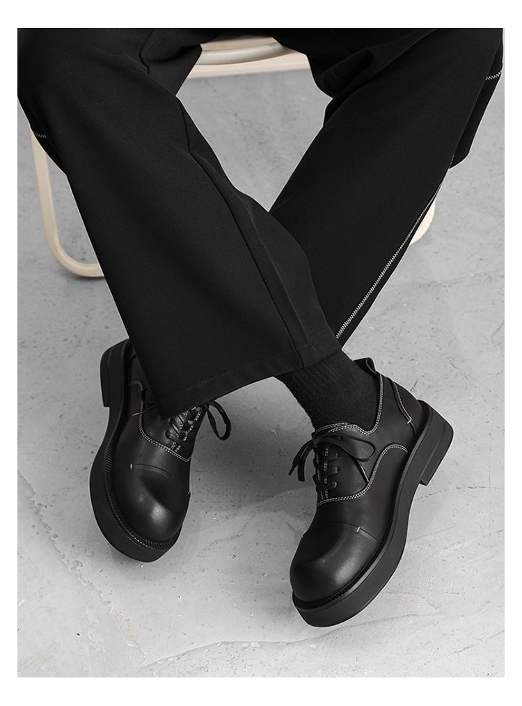 Niche – Weiße E Big Head Vibe – Lässige Derby-Schuhe mit dicker Sohle_voghion.com