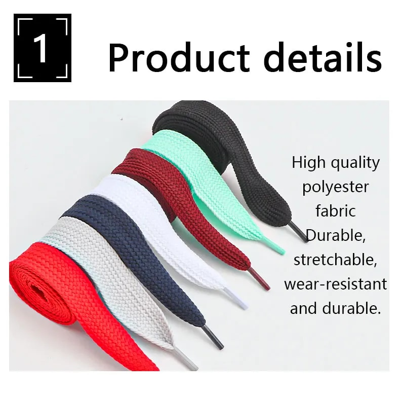 1 par nye joggesko flate skolisser Motetau skolisser 2,5 cm bredere lisser for 100/120/140/160 cm sko Tilbehør_voghion.com