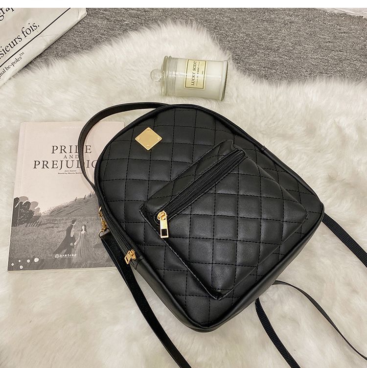 Andralyn Lingge Pattern Waterproof and Wear-resistant Backpack Korean Version Fashionable Women's Bag Casual Backpack_voghion.com
