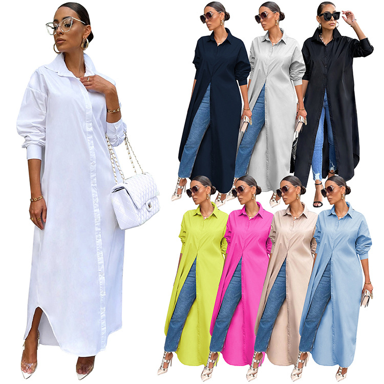 Camicetta da donna Camicette a maniche lunghe Moda Tinta unita_voghion.com