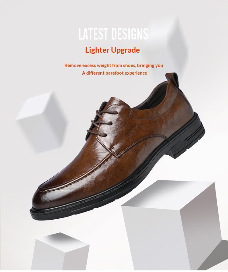 Voyage Woodpecker Business Casual Formal Leather Men's Korean Style Trendy British Pointed High-End Soft Sole Derby Shoes_voghion.com