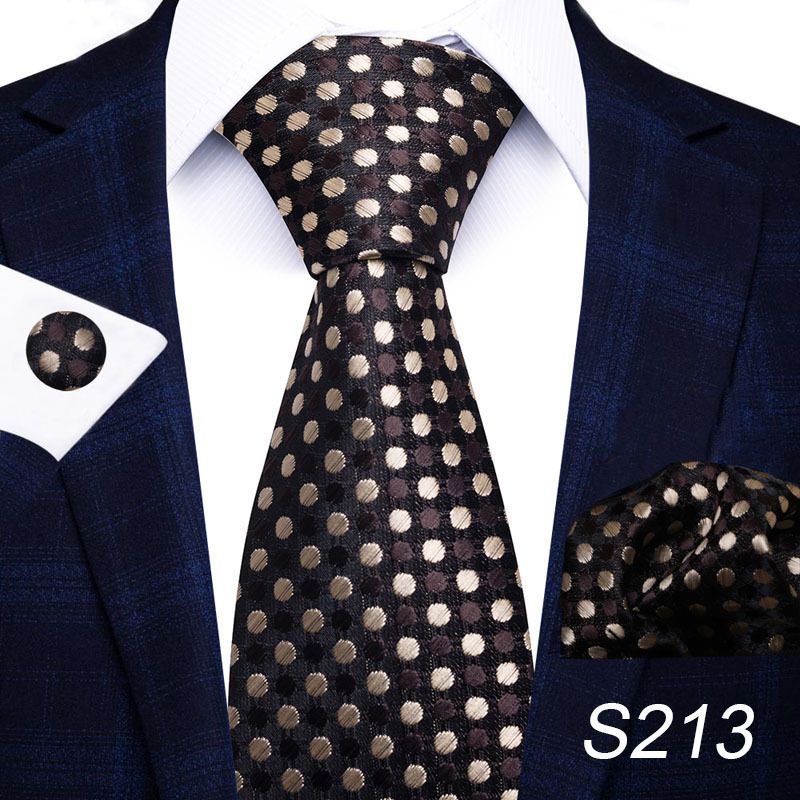 Corbata de seda de poliéster de alta calidad unisex para hombre, corbata formal de color sólido, bolsillo, toalla, gemelos, juego de jacquard_voghion.com