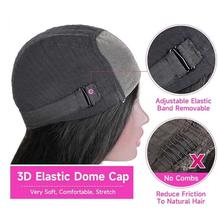 Pelucas Wear And Go Bob para mujer, cabello humano liso sin pegamento, pelucas de cabello humano listas para usar, peluca de aire de encaje precortada en oferta_voghion.com