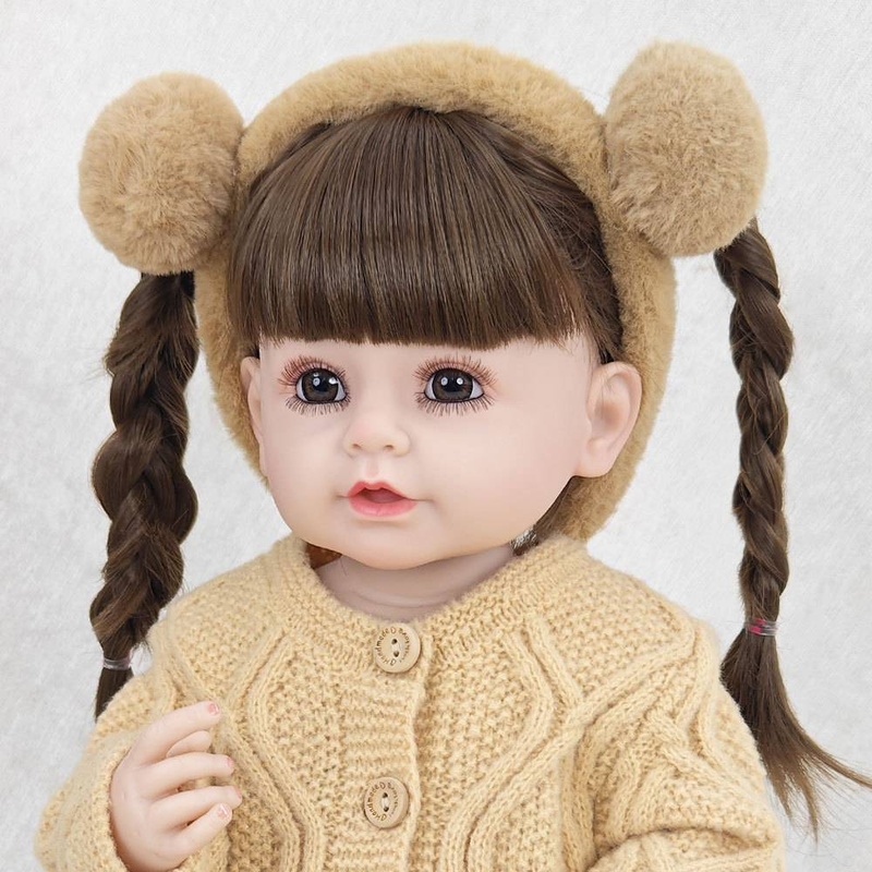 55cm realistesch Popp Puppelchen mëllt Gummi Wickeloutfit begleedend Popp richteg léif bronghaareg Prinzessin Gebuertsdagscadeau_voghion.com