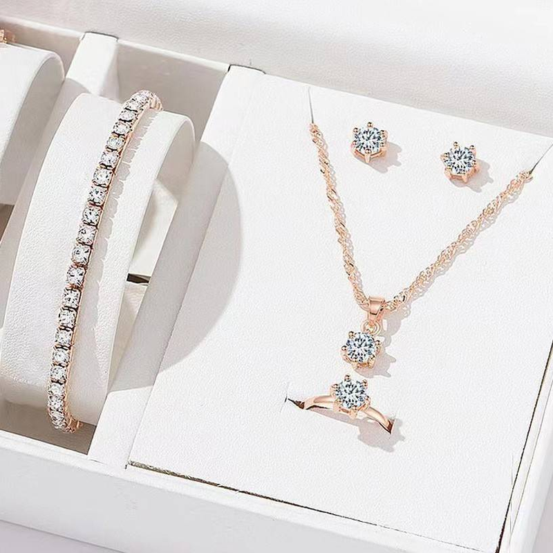 Nieuwe eenvoudige ronde zirkoon hanger oorbellen, hand sieraden set, zirkoon ketting voor vrouwen_voghion.com