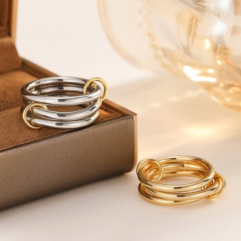 Women's Jewelry Interlocking Stacking Ring Copper Material Seamless Smooth Ring_voghion.com