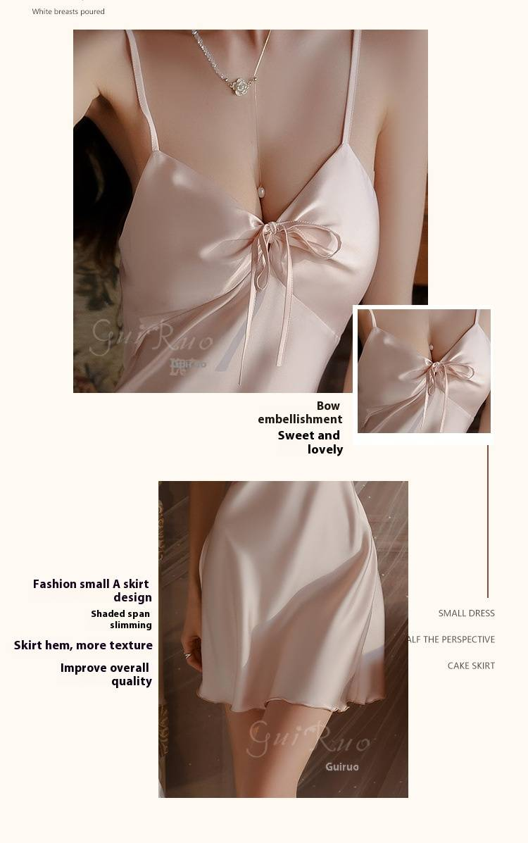 Vêtements de nuit pour femmes, rose, couleur pure, satin, jupe Super A, décolleté en V profond, plus coussin de poitrine, écharpe, chemise de nuit, robe extérieure, vêtements de maison_voghion.com