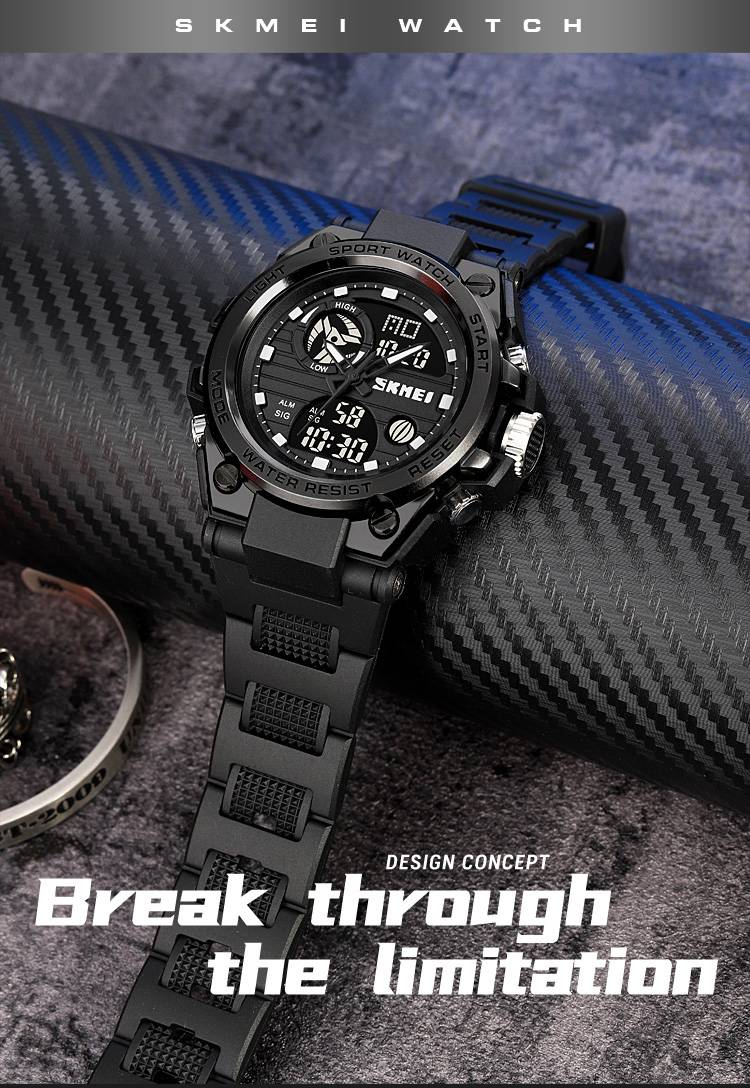 SKMEI 2031 Smart Watch: 2 Zeitzonen, Stoppuhr, Alarm, EL-Hintergrundbeleuchtung, Datumsanzeige, 50 m wasserdicht, 12/24-Stunden-Format_voghion.com