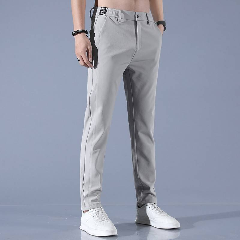 Pantaloni da uomo in seta ghiacciata – Pantaloni casual estivi da lavoro ad asciugatura rapida ed elevata elasticità (28-38, tessuto elasticizzato antipiega)_voghion.com