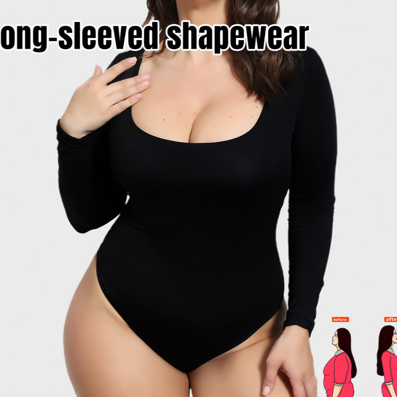 Nahtloser Shapewear-Bodysuit mit hoher Taille für Damen – Bauchkontrolle, Po-Lift, Ganzkörper-Schlankheits-Yoga, langärmlige, enge Basisschicht_voghion.com