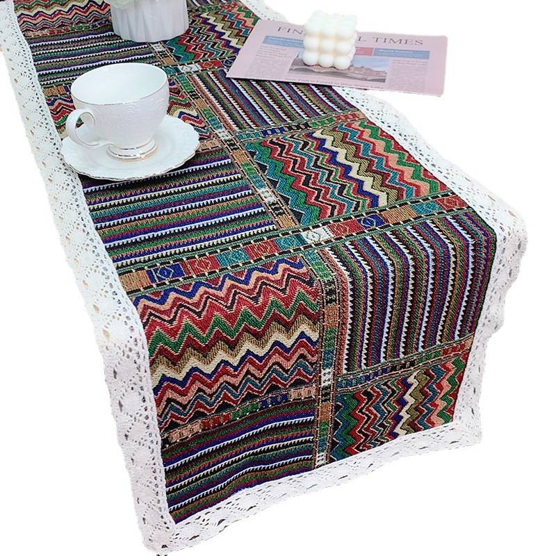Böhmischer Tischläufer aus Polyester – bunt gestreifter Jacquardstoff für Bauernhaus-Esszimmer und Wohndekor (mehrere Größen)_voghion.com