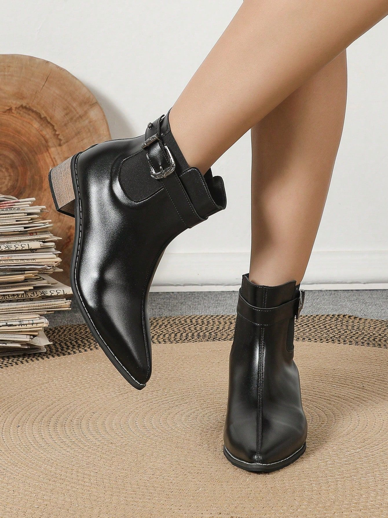 Stivali da donna autunnali e invernali di grandi dimensioni, con punta a punta, tacco spesso, cerniera posteriore_voghion.com