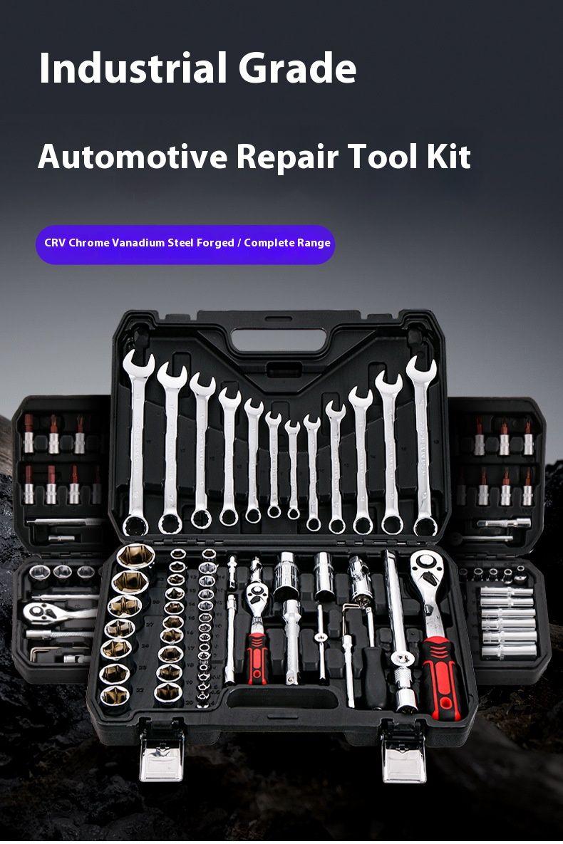 Professional Automotive Tool Set – 37/53/61-Piece Ratchet & Socket Wrench Kit (Cr-V Steel, Compact Case, Car Repair Essentials)_voghion.com