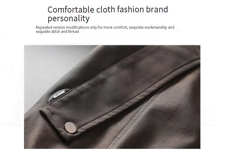 Men's Vintage PU Leather Bomber Jacket – American Retro Faux Two-Piece Fleece-Lined Coat With Zip Front & Side Pockets_voghion.com