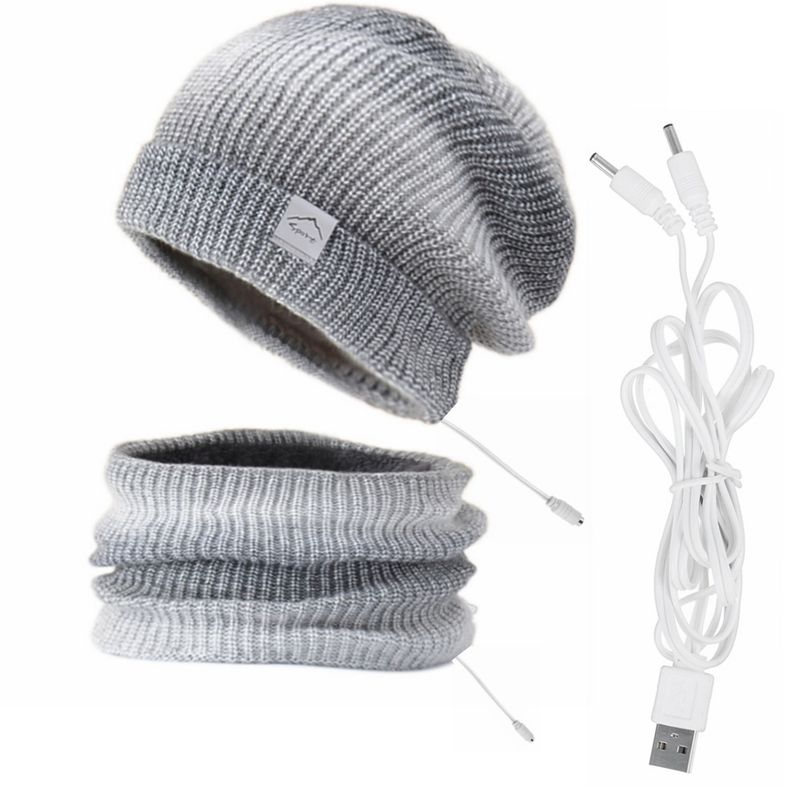 Bekleidungszubehör USB-Elektroheizung Warme Heizmütze Schal Outdoor Strickmütze Schal Zweiteiliges Set Universal Winter Warmer Schal_voghion.com