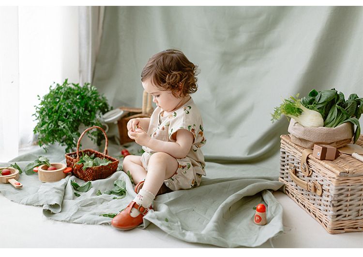 Ins Nordic Style Children's Suit Summer Cotton Children's Sleeveless Vest Fruit Floral Suit Baby Two Piece Suit_voghion.com