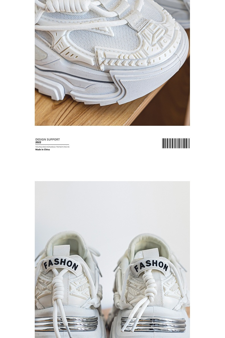 De nye platforms Mech Daddy-sko med tykke såler, forår, ungdom, all-match, skridsikre sportssko, trendy, afslappede, hvide sko_voghion.com