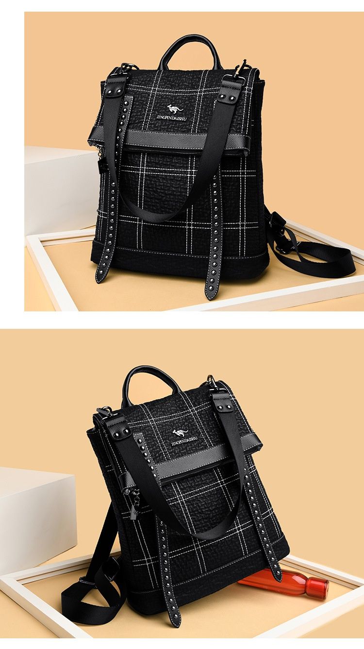 Mochila de piel de vaca con bordado de cuero genuino, nueva edición coreana, versátil, para mujer, con uno o dos hombros_voghion.com
