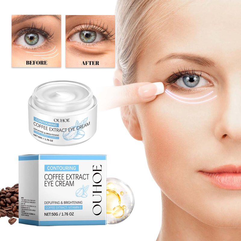 OUHOE Coffee Extract Eye Cream, Fade Out Fine Lines Eye Bags Moisturizing Eye Week Firming Embellish Skin_voghion.com
