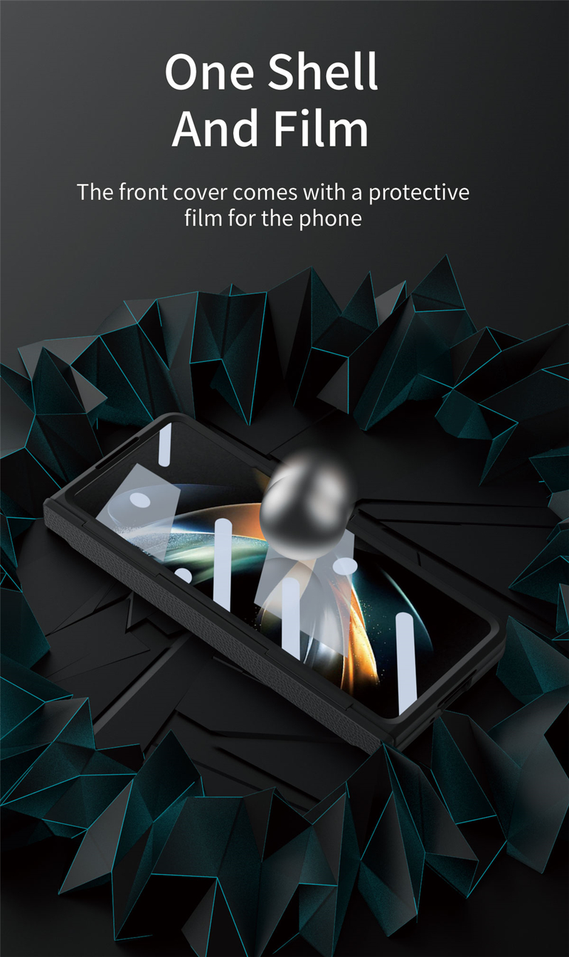 Hinge Leather Phone Cae For Samung Galaxy Z Fold 5 5G Cover With S Pen Camera Screen Protection Shockproof Coque_voghion.com
