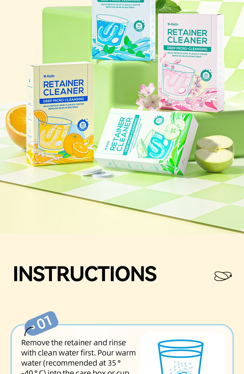 Retainer Unsichtbare Brausetabletten Kieferorthopädische Reinigung Zahnspangen Zahnfleckenentfernung Fruchtgeschmack Englisch_voghion.com