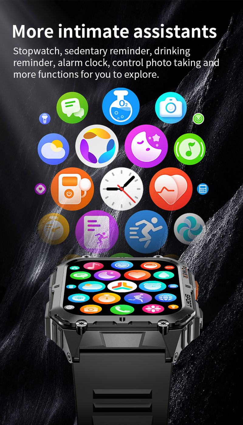 Outdoor Military Smart Watch Men LED Flashlight Sports Smartwatch BT Call Waterproof 410mAh Men's Watches For Android Ios_voghion.com
