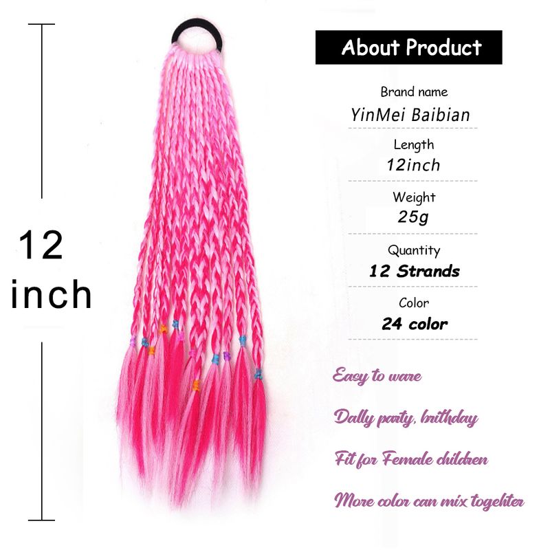 Sintētiskā gradienta krāsa, netīra pīta zirgaste, varavīksnes 30 cm elastīga gumijas lente, zirgastes matu pieaudzēšana meitenēm_voghion.com