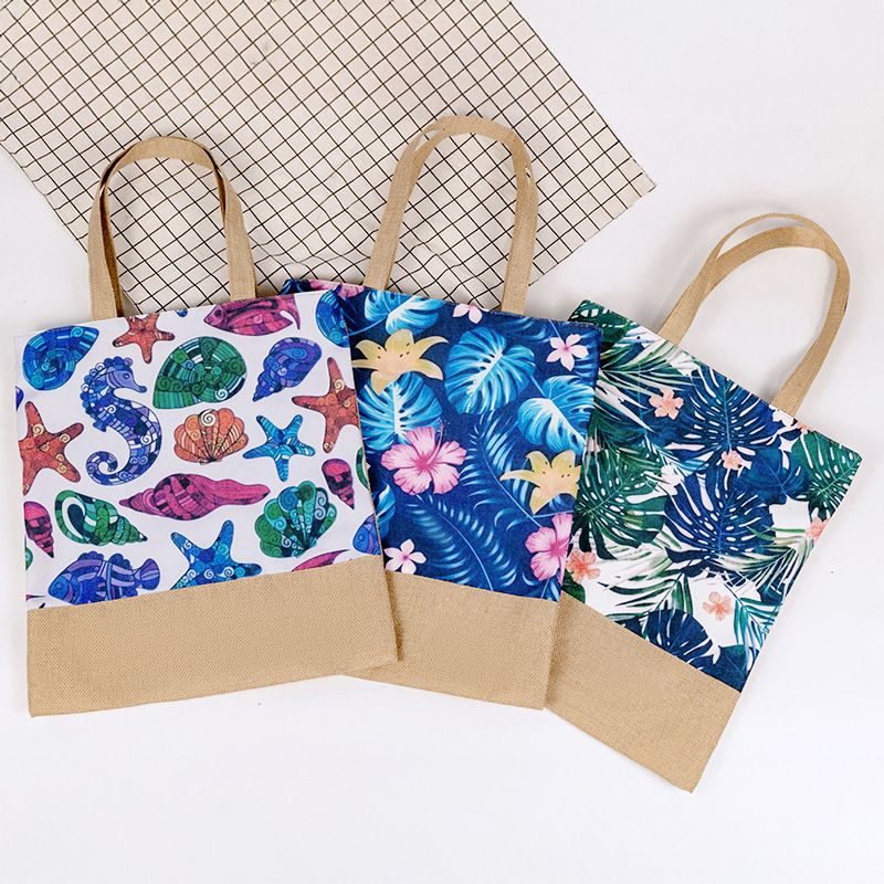 Borsa da viaggio a tracolla impermeabile in cotone e lino stampato, di grande capacità, da spiaggia, da donna, nuova e venduta_voghion.com