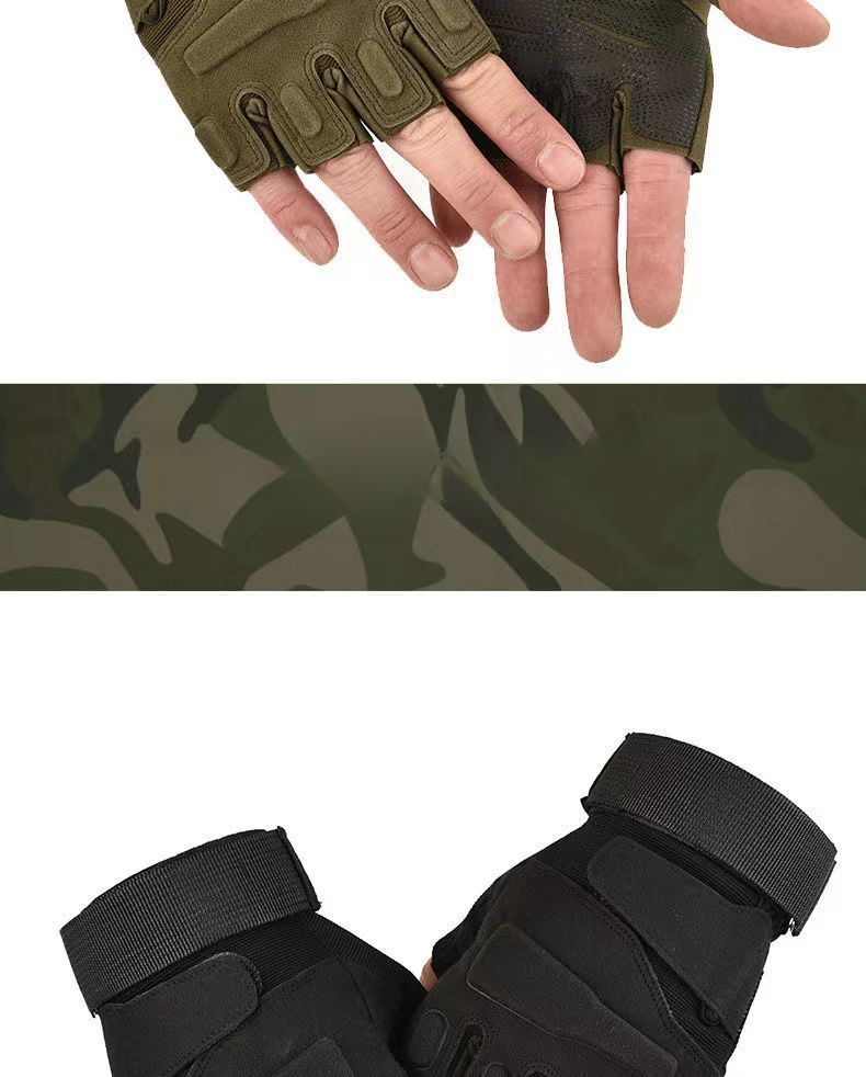Guantes tácticos de montañismo para hombre, antideslizantes, resistentes al desgaste, de combate Blackhawk, de medio dedo completo, para defensa personal._voghion.com