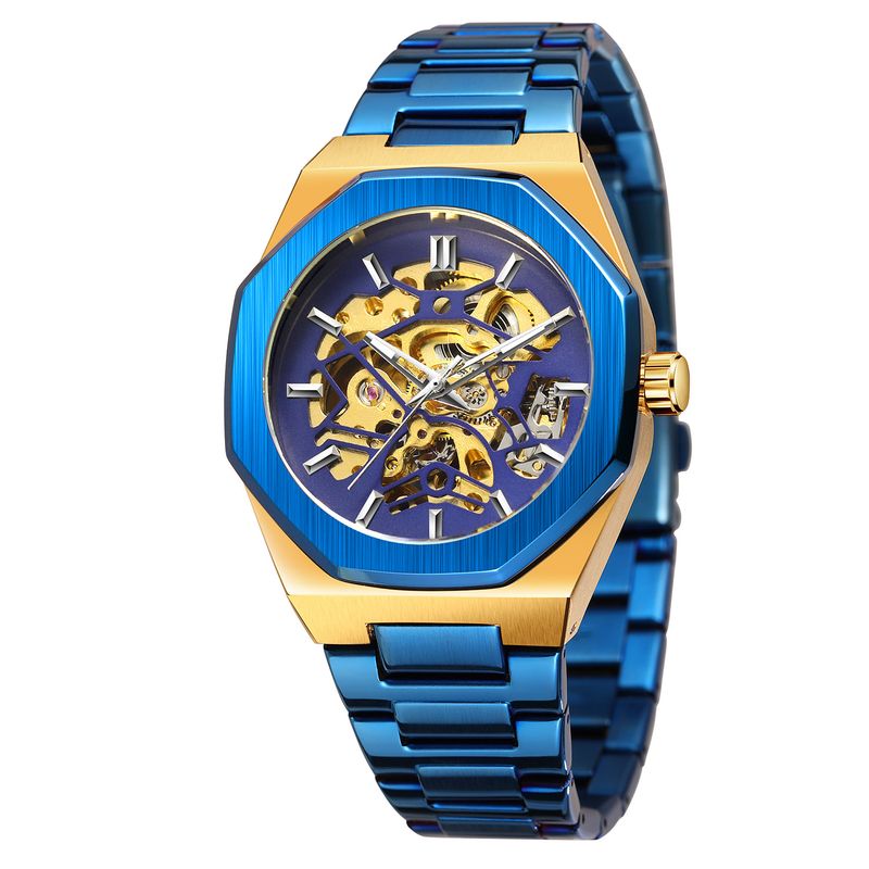 Montre mécanique automatique squelette tendance pour homme avec fonction heure universelle, boîtier en acier inoxydable de 41 mm, verre minéral, bracelet en alliage_voghion.com