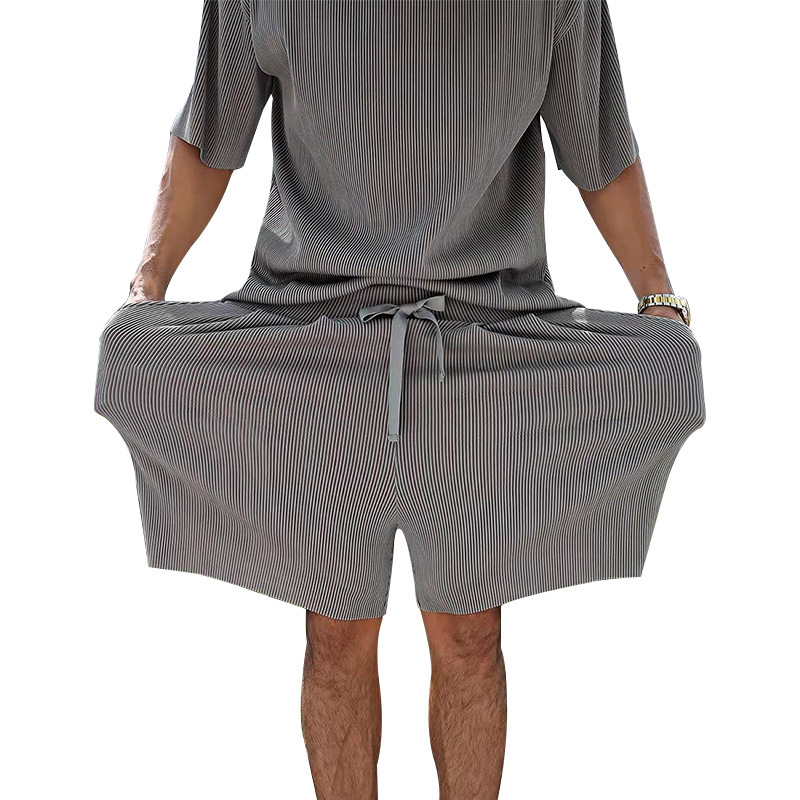 Herrenbekleidung Sommer Herren große Größe lockerer Anzug Kurzarm Shorts einfarbig Freizeitanzug Herren_voghion.com