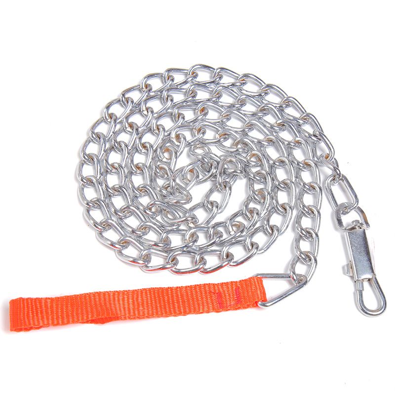 Correa roja cromada para pasear perros, cuerda antimordeduras, cadena de hierro duradera_voghion.com