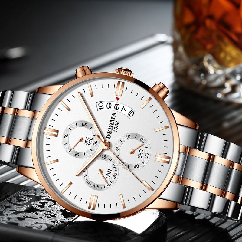 New Men's Fashion Wat Calendar Waterproof Six-Pin Multi-Function Ultra-Thin Mesh Strap Casual Fully Automatic_voghion.com