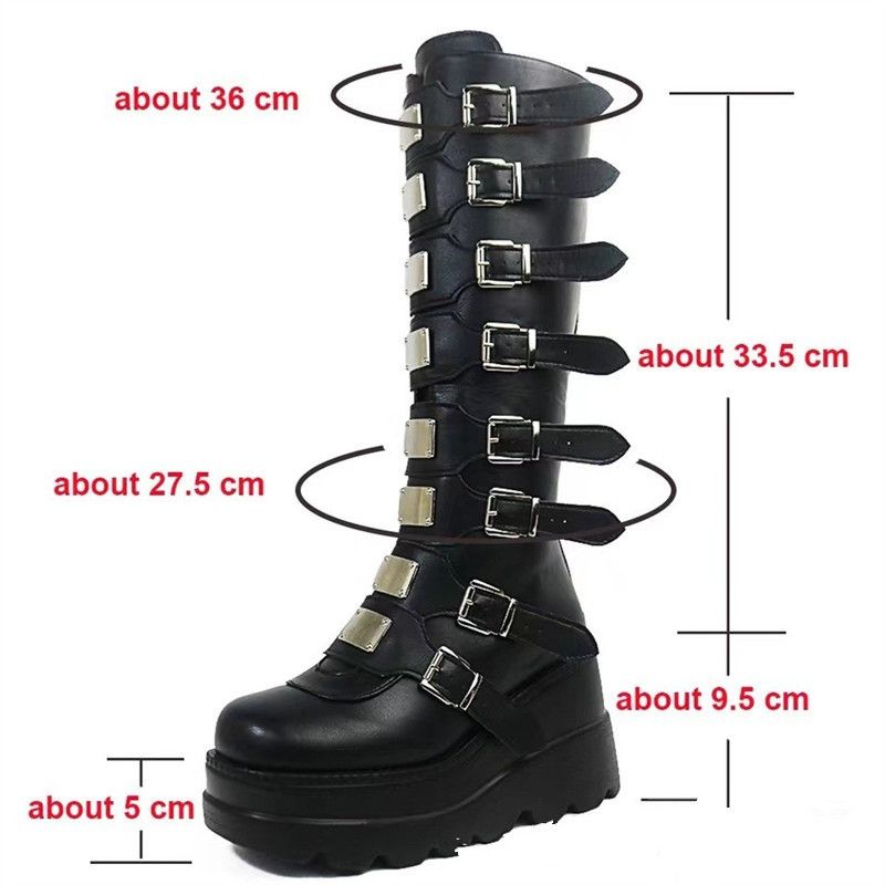 Herbst und Winter plus Lederschnallenriemen mit dicken Sohlen lang für Damen 2022 neues Modell mit hohen Stiefeln mit Schwammabsatz_voghion.com