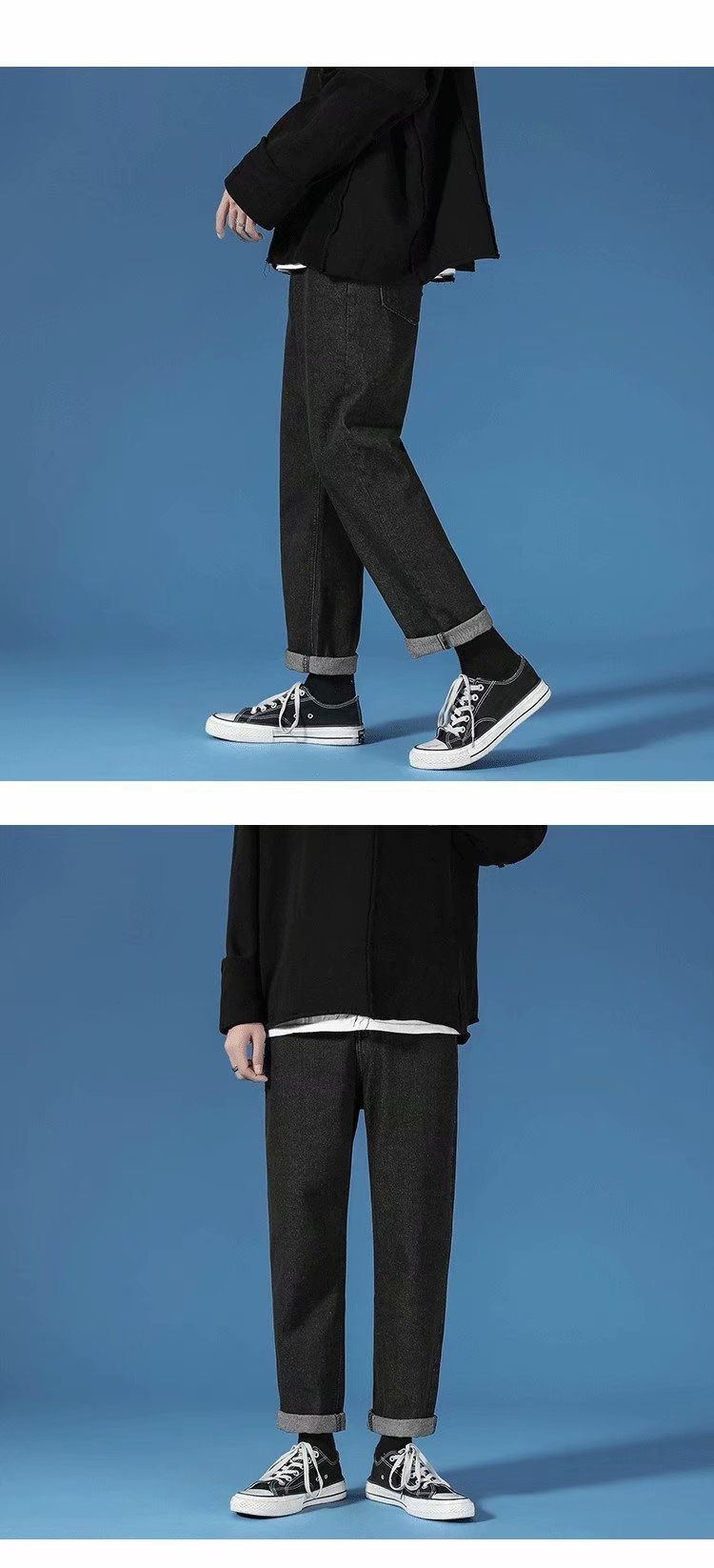 2024 Men's Korean Style Loose Straight Jeans | Vintage Washed Wide Leg Trousers | Streetwear Comfort Fit Casual Pants_voghion.com