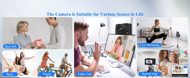 Digitalkamera für Fotografie, WiFi 64MP 4K Vlogging-Kamera F 3 Zoll 180° Flip-Screen 18-facher Digitalzoom Kompakte Vlog-Reisekamera mit 32 GB TF-Karte Schwarz_voghion.com