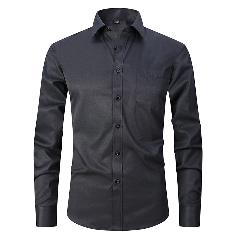CT Hot Selling Spring New Solid Color Plus Size Business Casual Plaid Cotton Long Sleeve Shirt For Men_voghion.com