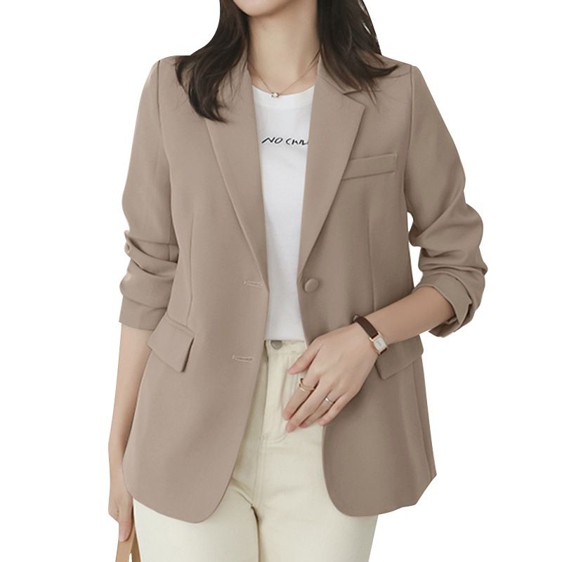 Blazer color cachi per donna, stile street petite, nuova moda coreana, versione casual, completo completo_voghion.com