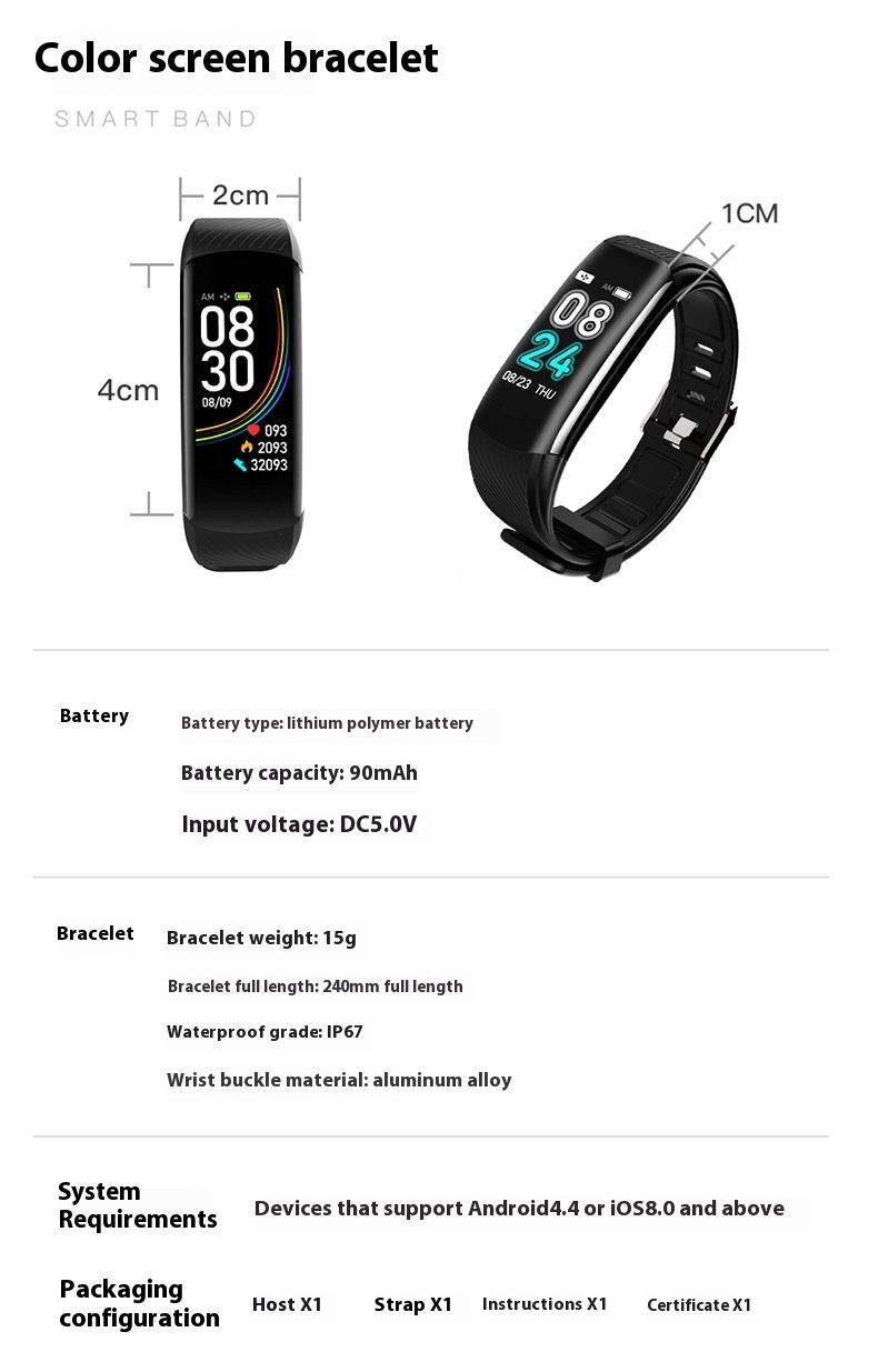 C6S Bluetooth egzersiz ölçer adım, oksijen, kalp hızı, kan basıncı mesajı hareketsizlik hatırlatıcısı, sağlık akıllı_voghion.com