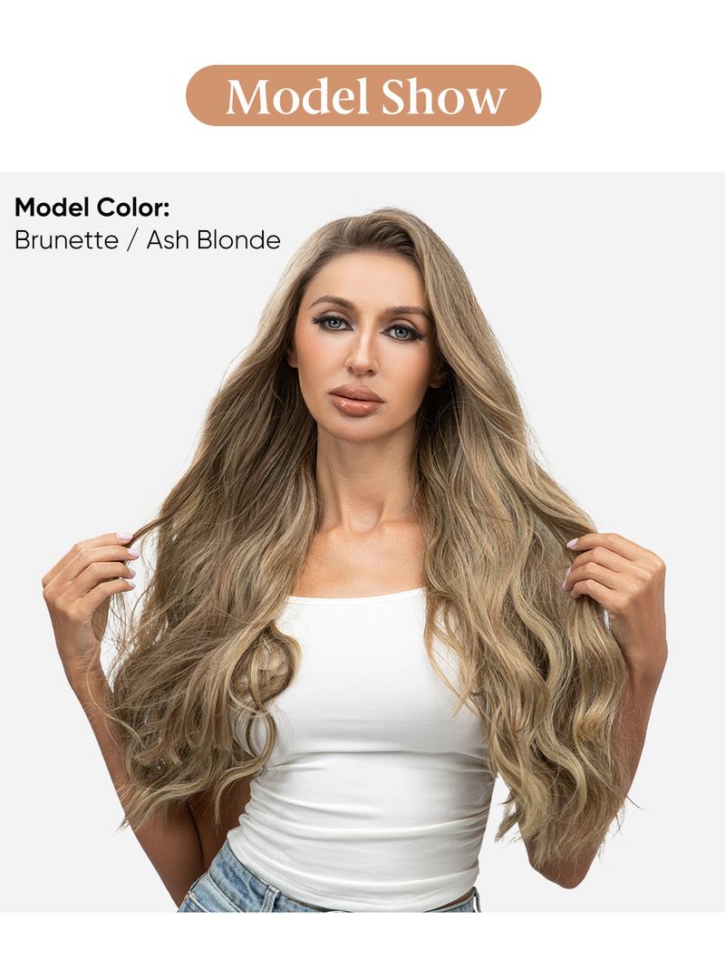 parrucca alla moda parrucca femminile pezzo unico pezzo di capelli Big Wave capelli lunghi e ricci pezzo di estensione dei capelli in fibra chimica senza cuciture_voghion.com