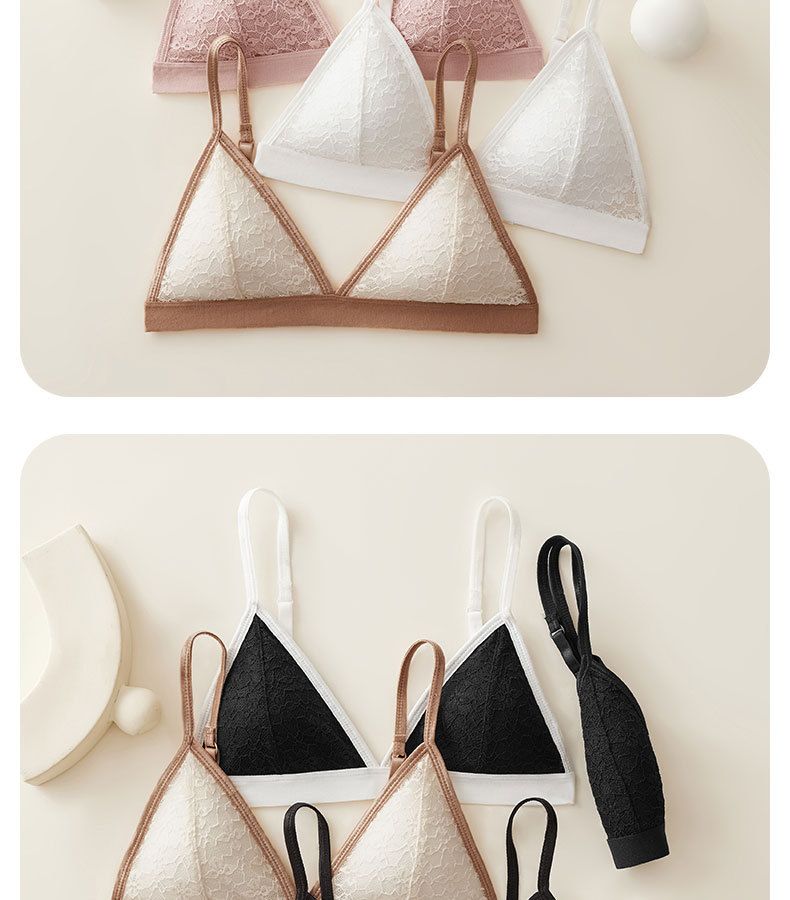 Women's Intimates Lace Triangle Cup Underwear Women Small Chest Thin Cup Gathered Underwear No Steel Ring Bra_voghion.com