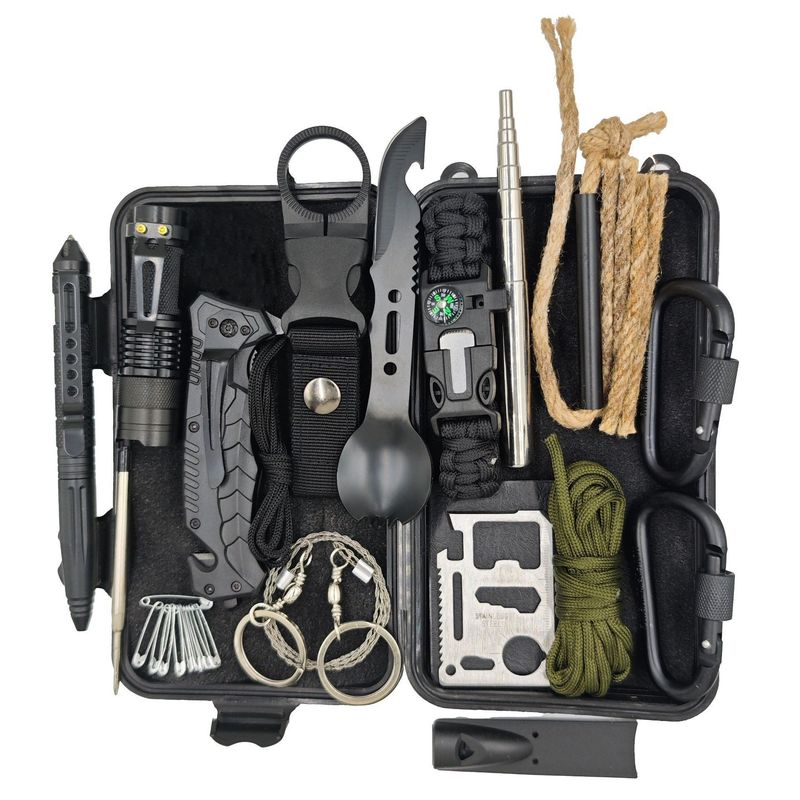 Ultimatives Survival-Kit – Multifunktionale Outdoor-Notfallausrüstung für Camping, Wandern und Reisen (21 × 11,5 × 6 cm, kompakt und langlebig)_voghion.com