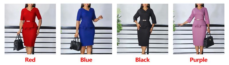 D501 Damenbekleidung 2024 neues einfarbiges hüftumarmendes OL-Bleistiftrockkleid_voghion.com