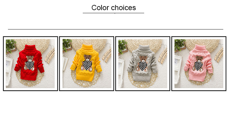 Pulover pentru copii de toamnă, nou, cu mânecă lungă de mărime mică și mijlocie, băieți și fete, cu desene animate, cu guler înalt_voghion.com