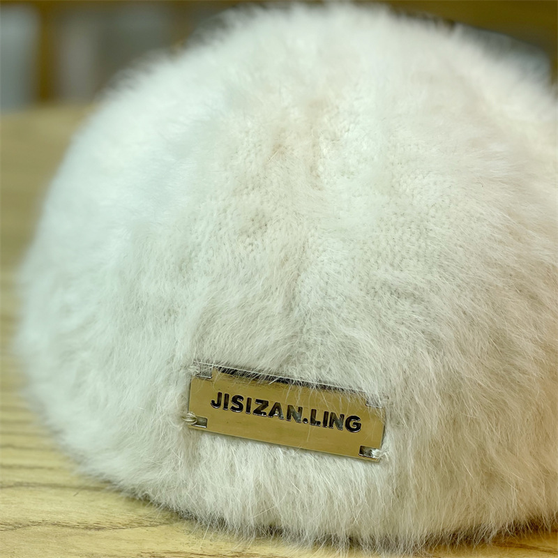 Hat Women's Winter Plush New Versatile Rabbit Hair Retro Beret Hat Women's Trendy Painter Hat_voghion.com